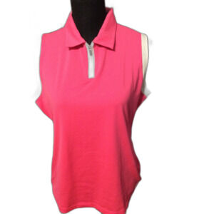 Nike Golf Dri Fit Large L Hot Pink Sleeveless Polo Partial Zip